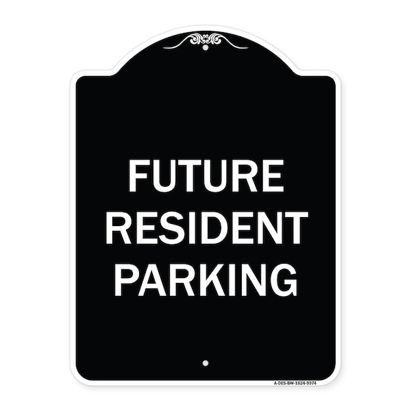 Designer Series-Future Resident Parking Black & White Heavy-Gauge Aluminum, 24" x 18", BW-1824-9974